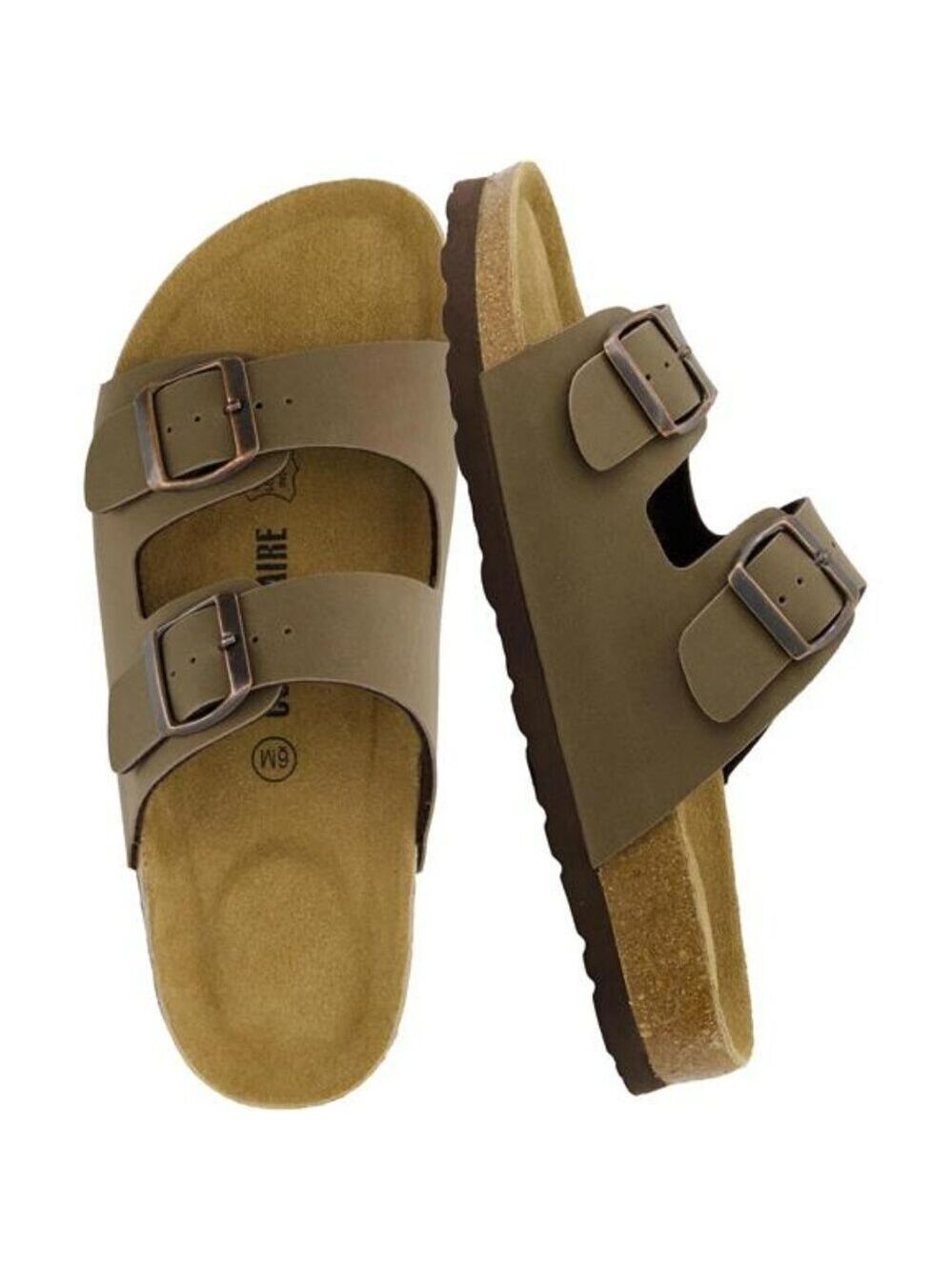 Cushionaire Cork Footbed Sandals Women Slip On Arch Support Double Buckle